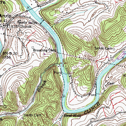 Topographic Map of Muddy Branch, VA