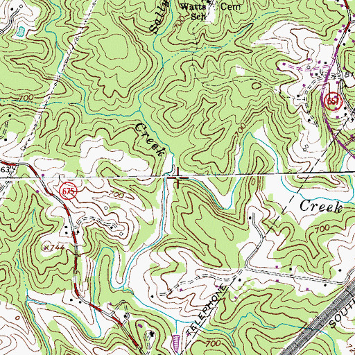 Topographic Map of Muddy Creek, VA