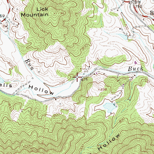 Topographic Map of Muddy Run, VA