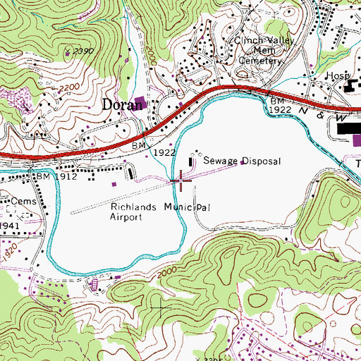 Topographic Map of Mudlick Creek, VA