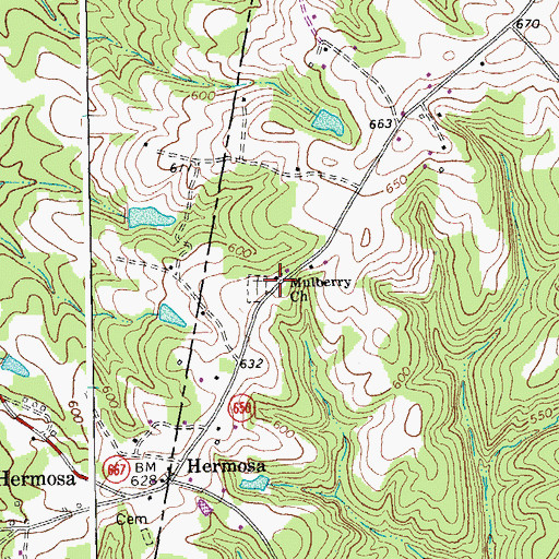 Topographic Map of Mulberry Church, VA