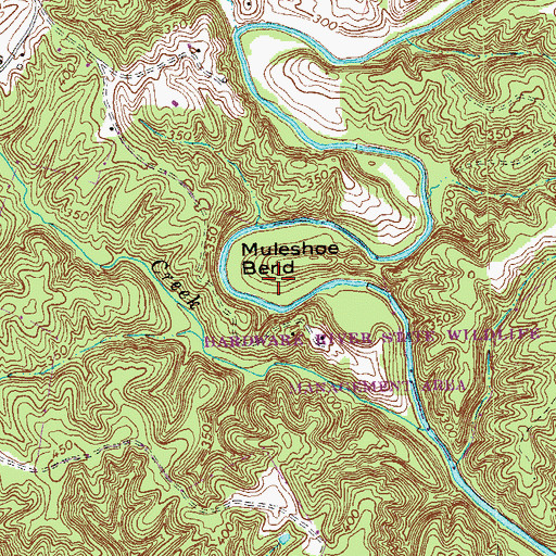 Topographic Map of Muleshoe Bend, VA