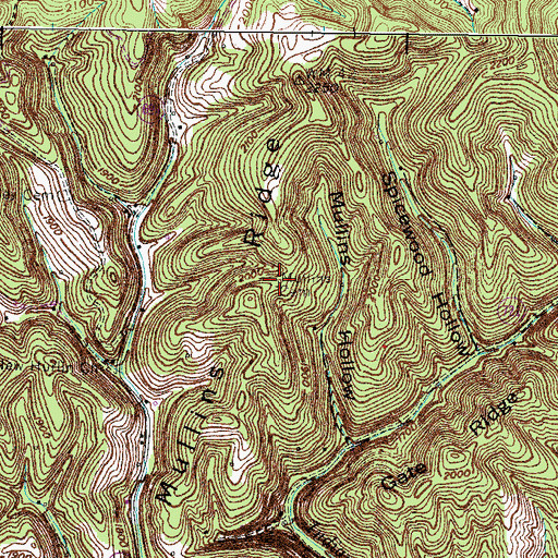 Topographic Map of Mullins Cemetery, VA