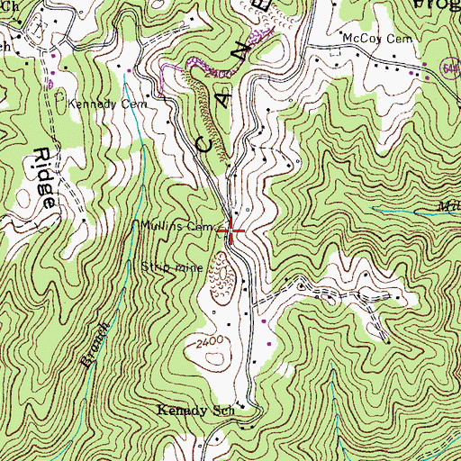 Topographic Map of Mullins Cemetery, VA