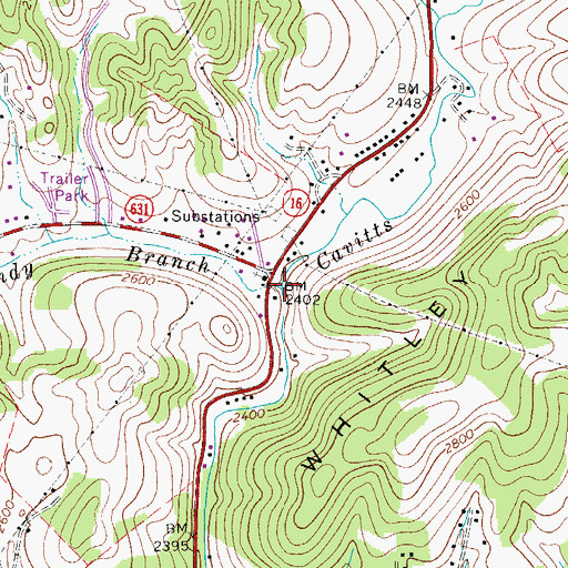 Topographic Map of Mundy Branch, VA