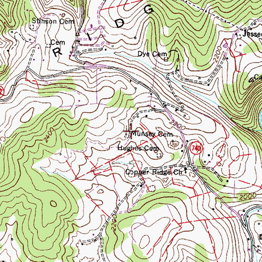 Topographic Map of Munsey Cemetery, VA