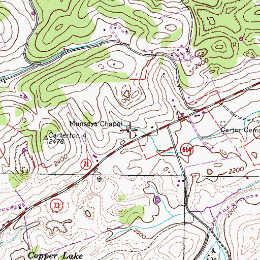 Topographic Map of Munseys Chapel, VA