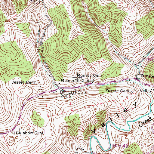 Topographic Map of Munsley Cemetery, VA