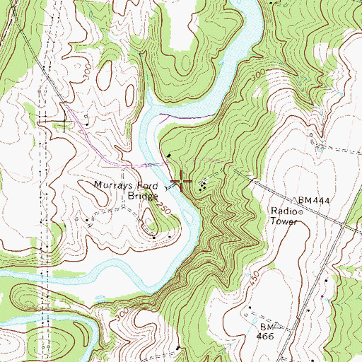 Topographic Map of Murrays Ford Bridge, VA
