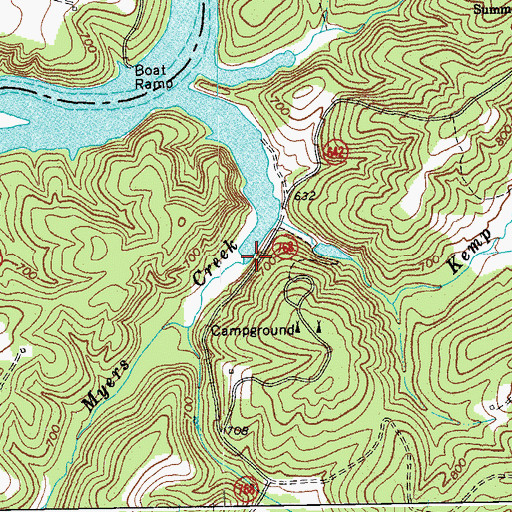 Topographic Map of Myers Creek, VA