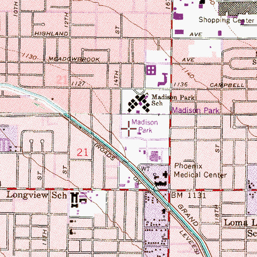 Topographic Map of Madison Park, AZ