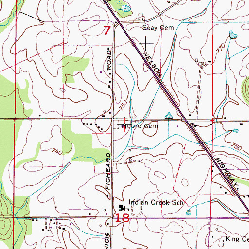 Topographic Map of Moses Chapel, AL