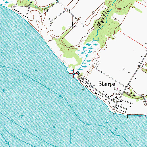 Topographic Map of Myrtle Swamp, VA