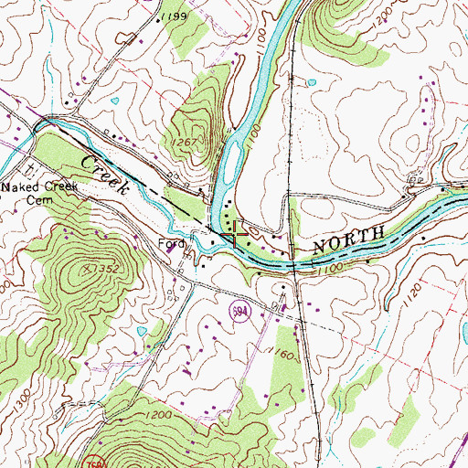 Topographic Map of Naked Creek, VA