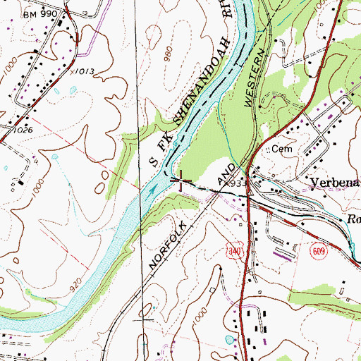 Topographic Map of Naked Creek, VA