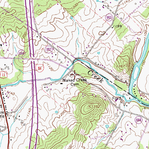 Topographic Map of Naked Creek Cemetery, VA