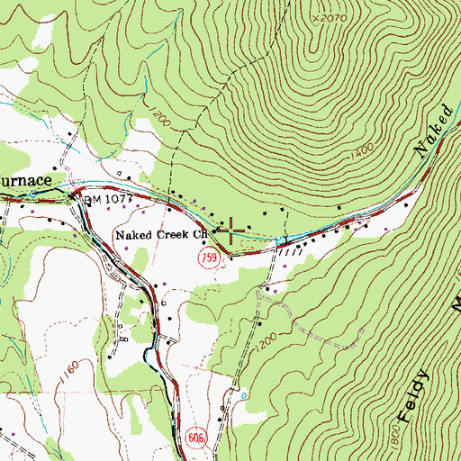 Topographic Map of Naked Creek Church, VA