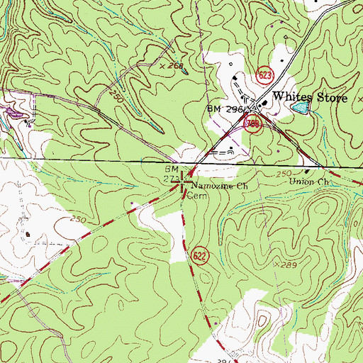 Topographic Map of Namozine Church, VA