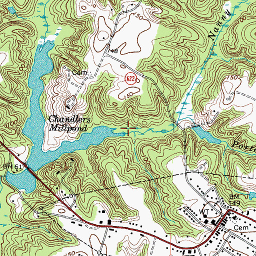 Topographic Map of Nanny Sanford Swamp, VA