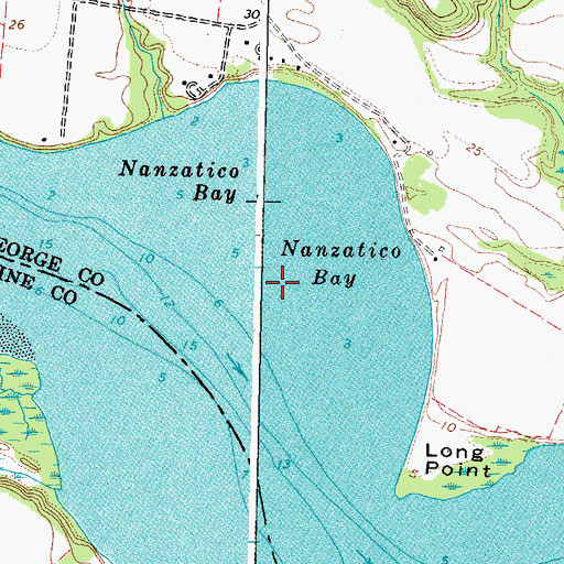 Topographic Map of Nanzatico Bay, VA