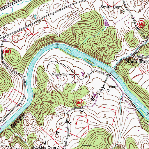 Topographic Map of Nash Cemetery, VA