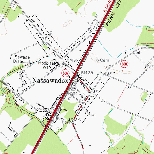 Topographic Map of Nassawadox, VA