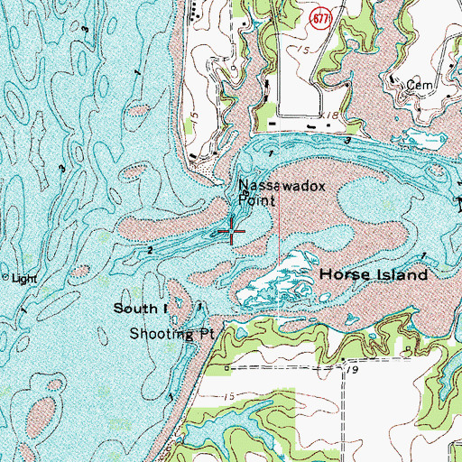 Topographic Map of Nassawadox Creek, VA