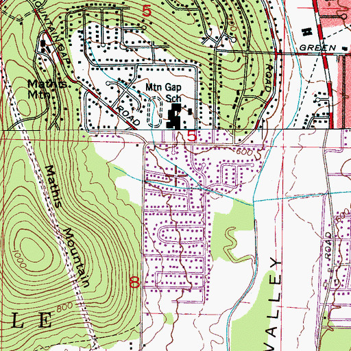 Topographic Map of Mountain Gap Estates, AL
