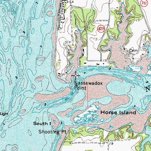 Topographic Map of Nassawadox Point, VA