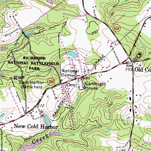 Topographic Map of Cold Harbor National Cemetery, VA