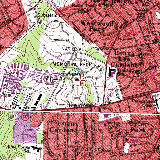Topographic Map of National Memorial Park, VA