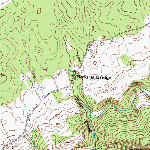 Topographic Map of Natural Bridge, VA