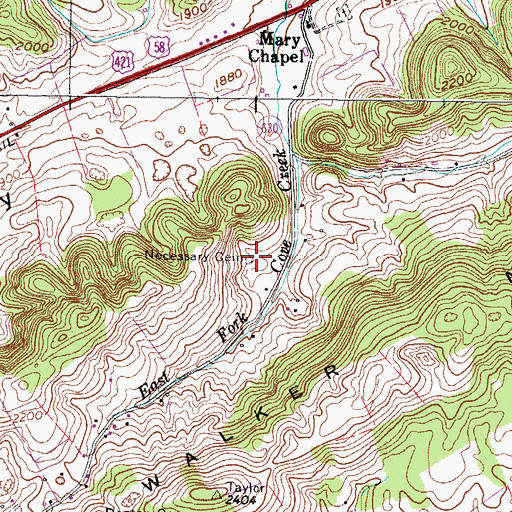 Topographic Map of Necessary Cemetery, VA