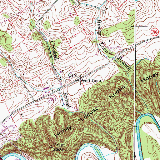 Topographic Map of Neff Cemetery, VA
