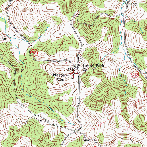 Topographic Map of Nester Cemetery, VA