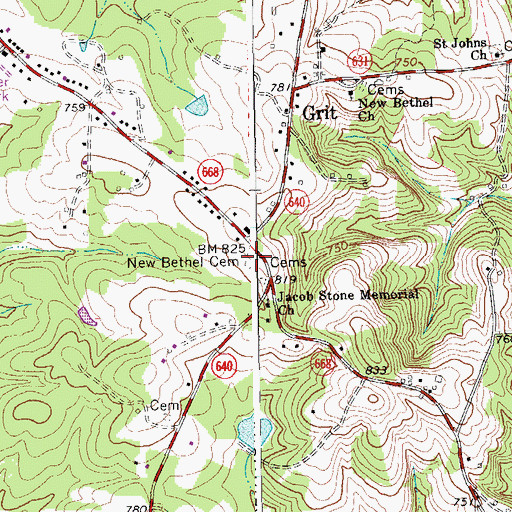 Topographic Map of New Bethel Cemetery, VA