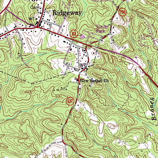 Topographic Map of New Bethel Church, VA