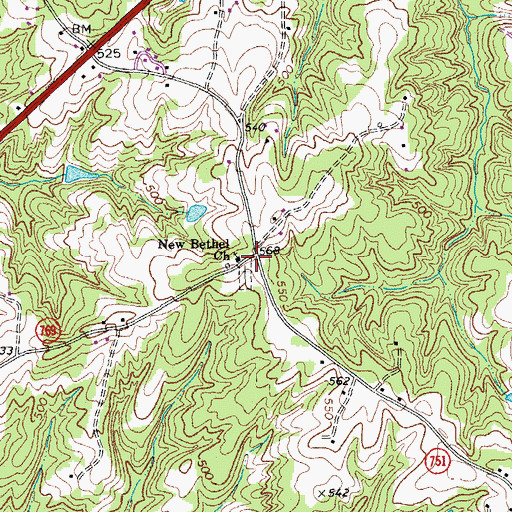 Topographic Map of New Bethel Church, VA