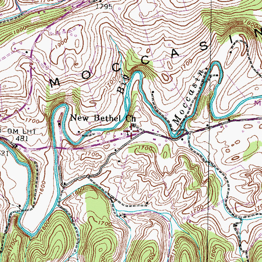 Topographic Map of New Bethel Church, VA