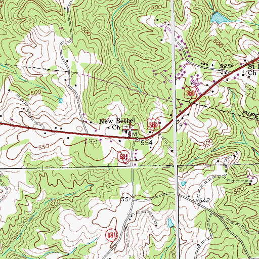 Topographic Map of New Bethel Church, VA