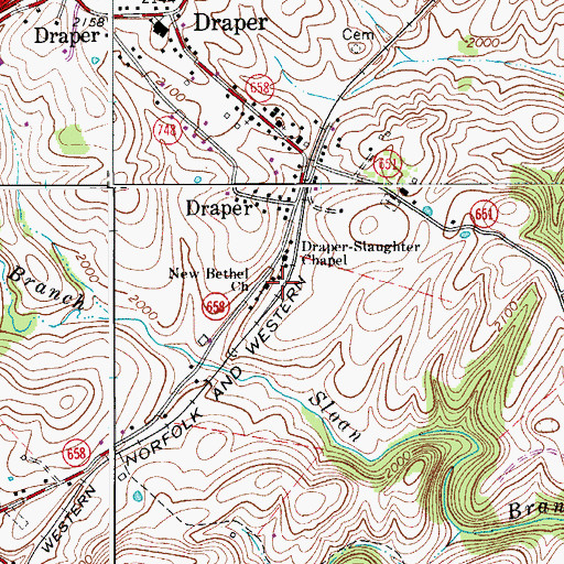 Topographic Map of New Bethel Church, VA