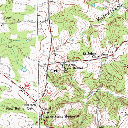 Topographic Map of New Bethel Church, VA