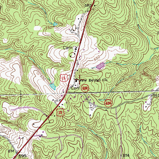 Topographic Map of New Bethel Church, VA