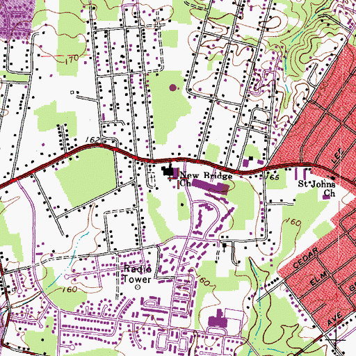 Topographic Map of New Bridge Church, VA