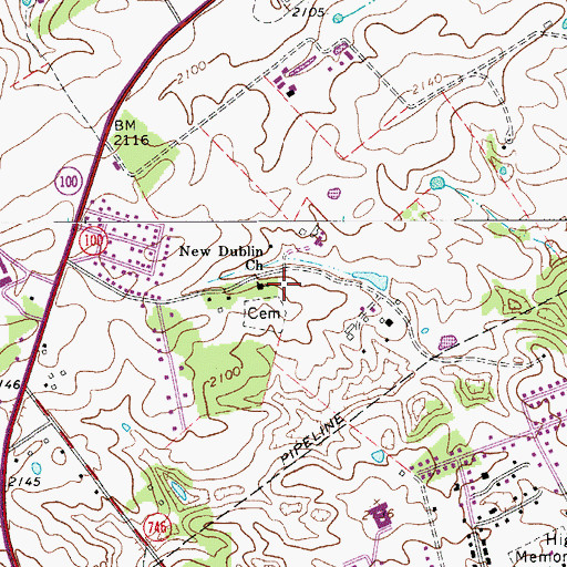 Topographic Map of New Dublin Church, VA