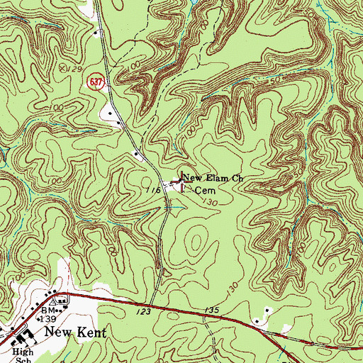 Topographic Map of New Elam Church, VA