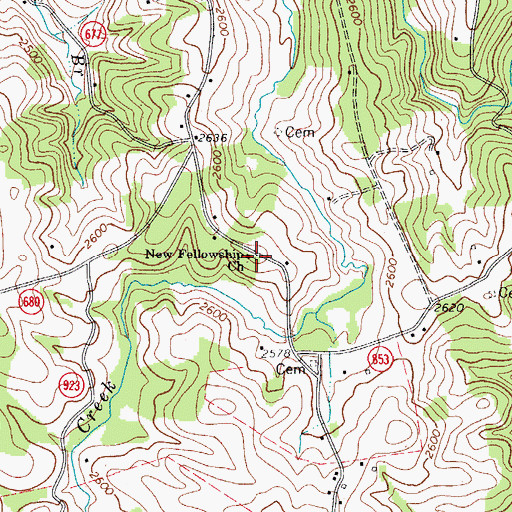 Topographic Map of New Fellowship Church, VA