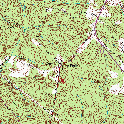 Topographic Map of New Fork Church, VA