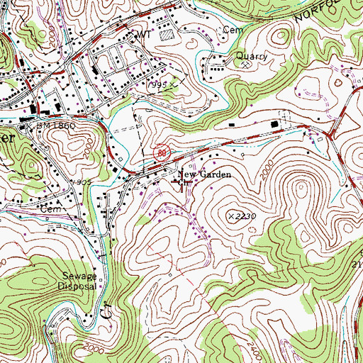 Topographic Map of New Garden Church, VA