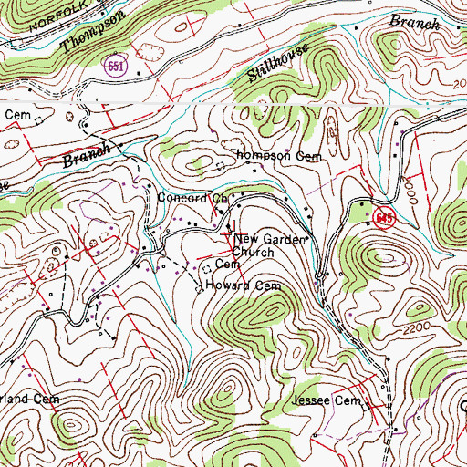 Topographic Map of New Gardner Church, VA